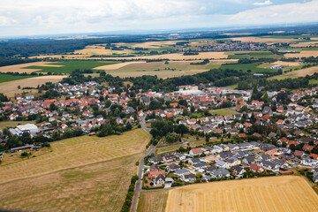 German village or town from above. Top view. Landscape.