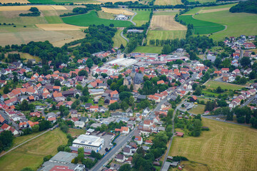 German village or town from above. Top view. Landscape.