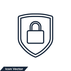 shield and padlock icon logo vector illustration. security symbol template for graphic and web design collection