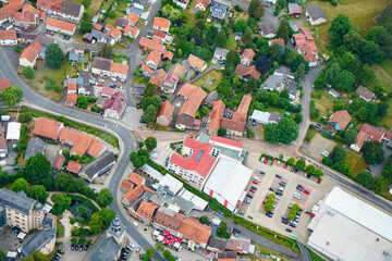 German village or town from above. Top view. Landscape. - obrazy, fototapety, plakaty