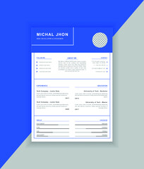 Obraz premium Blue CV or resume template with white 