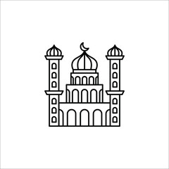 Obraz premium Islamic mosque icon. Thin linear islamic mosque outline icon isolated on white background from religion collection.