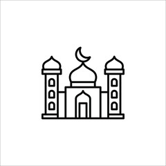Islamic mosque icon. Thin linear islamic mosque outline icon isolated on white background from religion collection.