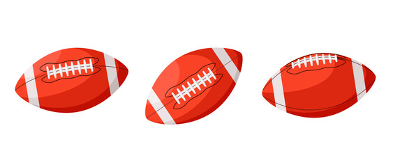 A set of American football balls on a white background.  © Юлия Викленко