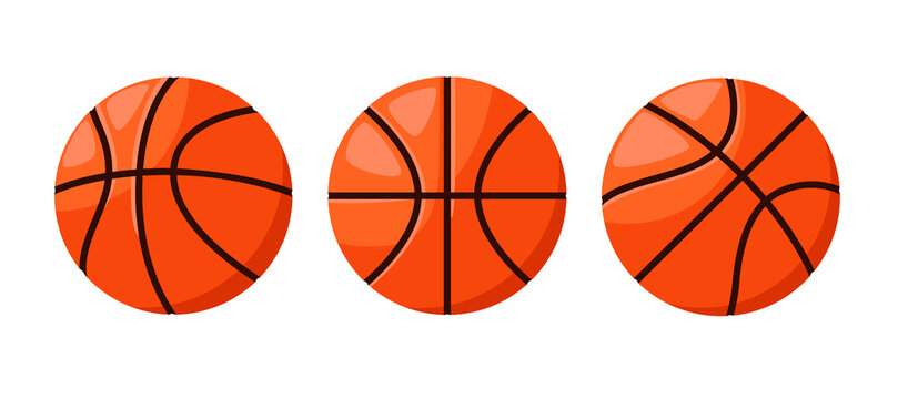 A set of basketballs on a white background.
