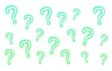 Pixel art green glowing question mark pattern
