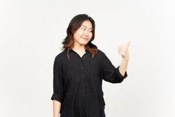 Showing thumbs up of Beautiful Asian Woman Isolated On White Background