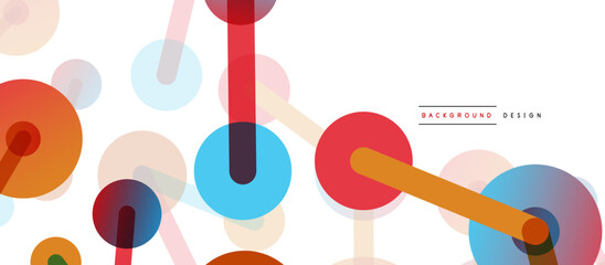 Line points connections geometric abstract background. Circles connected by lines. Trendy techno business template for wallpaper, banner, background or landing