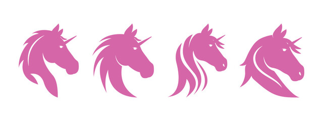 Unicorn magical icon set design template vector illustration