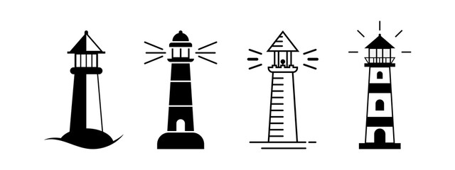 Lighthouse icon set design template vector illustration