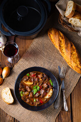 classic beef goulash with peppers and onions