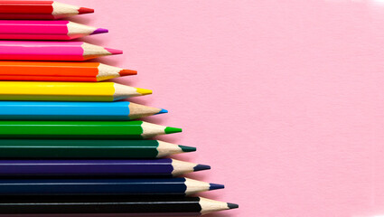 Colored pencils background. Abstract background from multi-colored pencil.