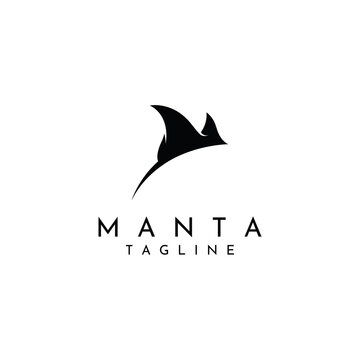 Marine animal stingray or batoidea logo design. With template vector illustration.
