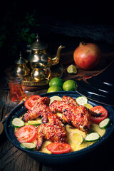 couscous with fried chicken wings spicy