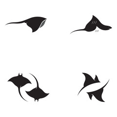Marine animal stingray or batoidea logo design. With template vector illustration.