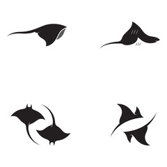Marine animal stingray or batoidea logo design. With template vector illustration. © Mujiyono