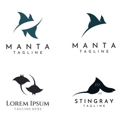 Marine animal stingray or batoidea logo design. With template vector illustration. © Mujiyono