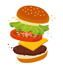 動きのあるハンバーガー
