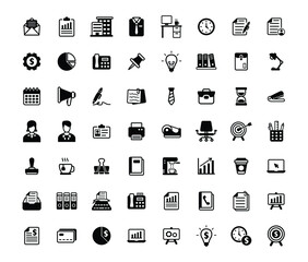 Business and office icons set vector graphic illustration