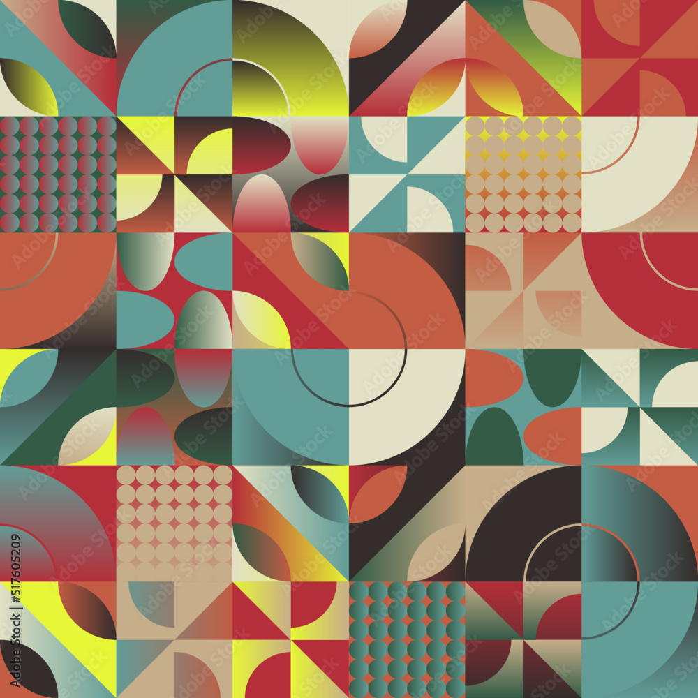 Poster neo-geo pattern vector graphic inspired by abstract modernist aesthetics design