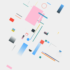 Bauhaus Inspired Graphic Pattern Artwork Made With Abstract Vector Geometric Shapes