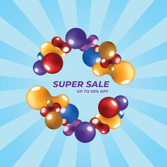 Super sale poster or flyer design.Fluid promotion gradient shapes composition.
