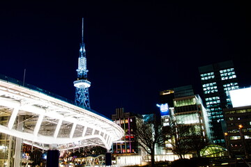 名古屋栄交差点のテレビ塔の夜景