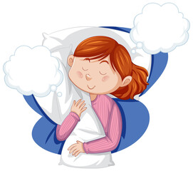 Cute girl sleeping clipart