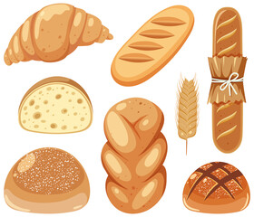 Set of different breads