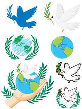 Set of peace symbols isolated