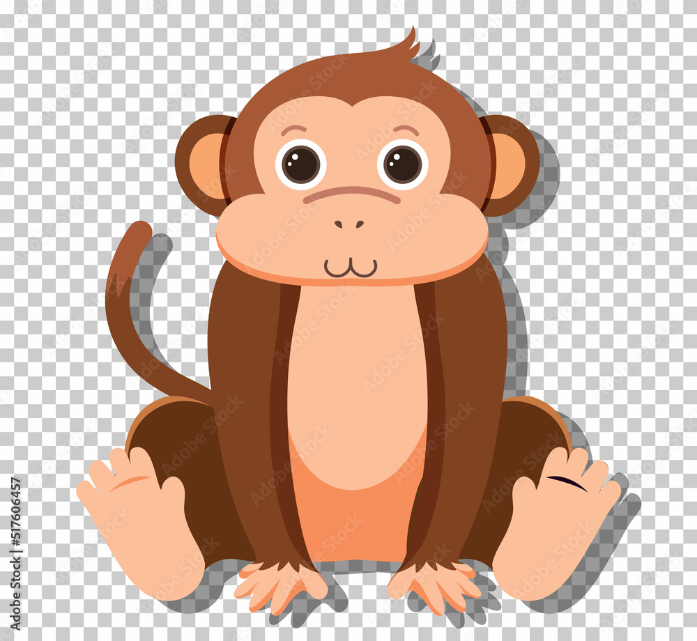 Wall mural Cute monkey in flat cartoon style