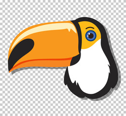 Cute toucan head in flat cartoon style