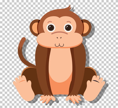 Cute monkey in flat cartoon style