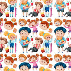Children cartoon character seamless pattern