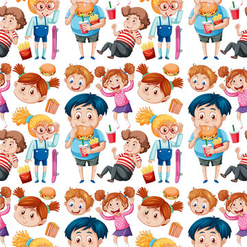 Children cartoon character seamless pattern
