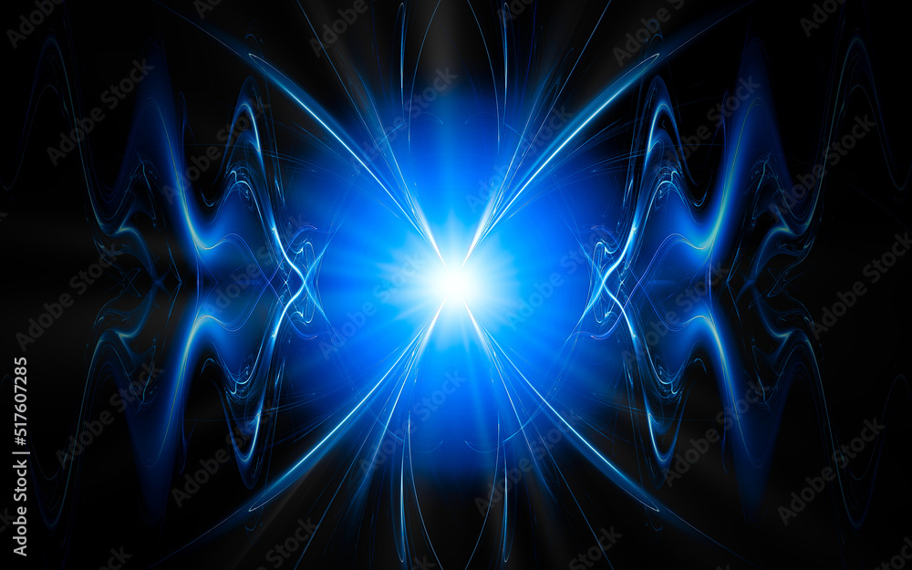 Aufkleber abstract illustration of a computer generated fantastic star in various shapes and shades on a black background for use in symbology, signs for digital design and graphics