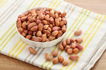 Raw peanut heap in the bowl