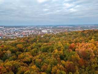 Fototapeta na wymiar aerial view of autumn Lviv city