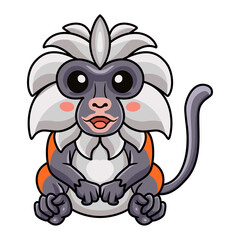 Fototapeta premium Cute zanzibar red colobus monkey cartoon sitting