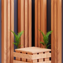 Simple wood themed background for food presentation and more, 3d render