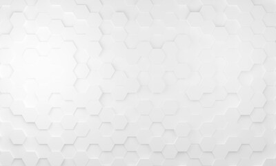 3D illustration Hexagonal white abstract background. 3D texture of honeycomb.White hexagon pattern background.