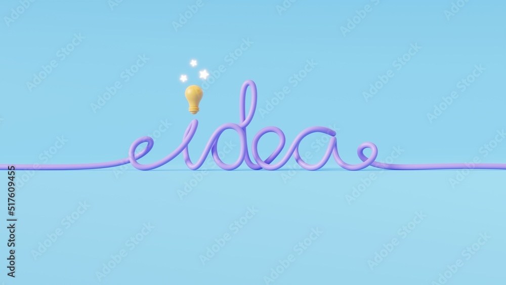 Poster 3d light bulb on blue background.idea and creative concept.3d render illustration.