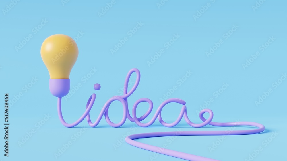 Poster 3d light bulb on blue background.idea and creative concept.3d render illustration.