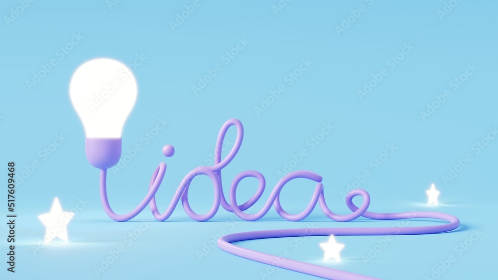Poster 3d light bulb on blue background.idea and creative concept.3d render illustration.