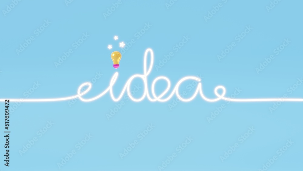 Poster 3d light bulb on blue background.continuous line of idea bulb.idea and creative concept.3d render il