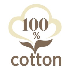 Cotton isolated icons pure and organic product vector textile industry field plant emblem