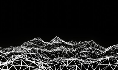 3D illustration Low-poly geometric 3D wireframe of contour swirl.Tehnology 3d grid.Abstract geometric background.