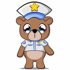 vector illustration of cute bear cartoon mascot being police