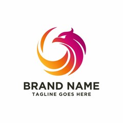 simple circle with abstract eagle head logo