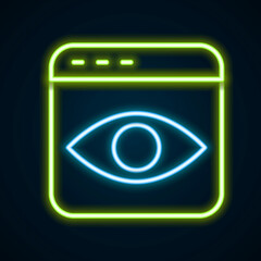 Glowing neon line Personal information collection icon isolated on black background. Collection of personal data. Colorful outline concept. Vector